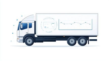 Poster - Modern Delivery Truck with Graphical Data Representation for Logistics and Transportation Industry Visuals