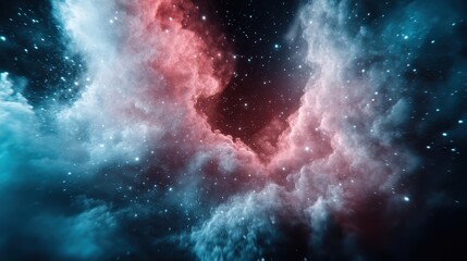 Wall Mural - A breathtaking view of vibrant cosmic clouds against a starry night sky, representing the wonder and beauty of the universe and igniting curiosity about space exploration.