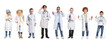© New Africa - Cute children pretending to be doctor on white background, collage of photos