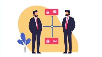 Poster - Two Businessmen Engaging in Discussion about Email Security and Data Protection Strategies in Modern Office Setting