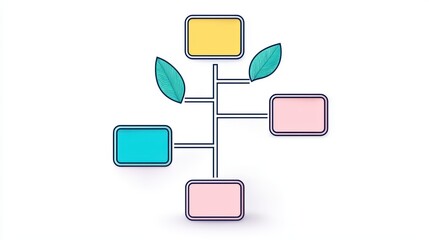 Poster - Colorful Diagram with Leaves Symbolizing Growth and Connections in a Minimalist Design Style