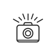 Poster - Camera Icon with Flash, Photography Symbol, Minimalist Design, Black and White