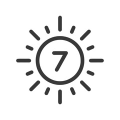 Poster - Seven O'Clock Sun Icon: Minimalist Time Symbol with Rays