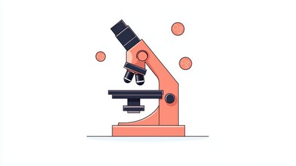 Poster - Colorful Microscope Illustration with Cells on a Minimalistic Background for Science and Education Themes