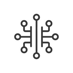 Poster - Symmetrical Circuit Board Icon with Rounded Connections on White Background