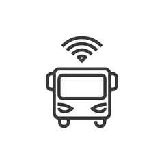 Poster - Autonomous Bus Icon: Connected Vehicle Technology, Minimalist Design