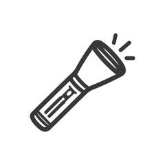 Poster - Bold Outline of a Shining Flashlight Icon on White