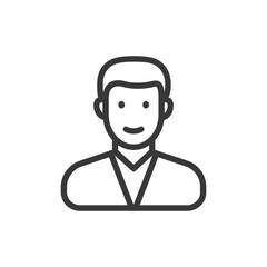Poster - Minimalist Line Art Portrait of Smiling Man in Suit