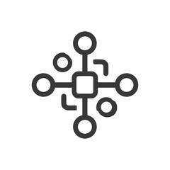 Poster - Minimalist Network Icon: Central Node Connecting Circular Elements on White Background