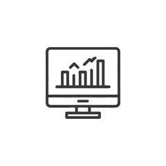 Poster - Monitor Displaying Financial Growth Chart, Line Icon Style, Isolated