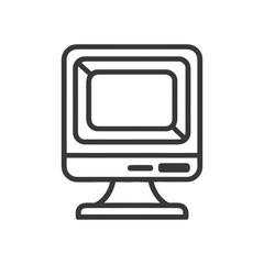 Poster - Retro Computer Monitor Icon: Bold Outline, Vintage Technology Symbol