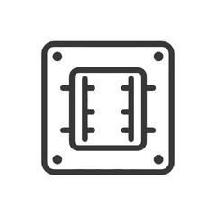 Poster - Minimalist CPU Socket Icon: Square Outline with Internal Connectors and Corner Dots