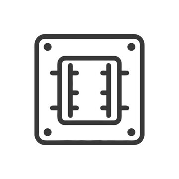 Minimalist CPU Socket Icon: Square Outline with Internal Connectors and Corner Dots