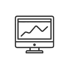 Poster - Minimalist Computer Icon with Rising Graph, Business Success Concept
