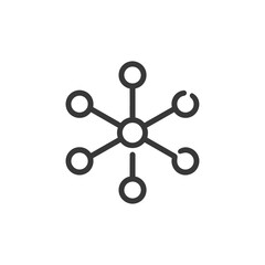 Poster - Minimalist Network Icon: Central Node with Six Connections, Gray on White
