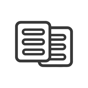 Stacked Documents Icon: Minimalist Design with Rounded Corners and Bold Lines