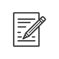 Poster - Minimalist Icon of Writing: Pencil on Lined Paper, Dark Gray Outline