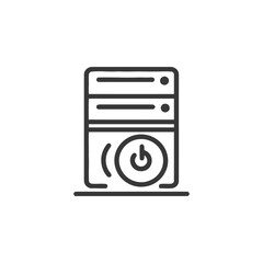 Poster - Minimalist Server Icon: Power Button, Data Storage, Outline Style