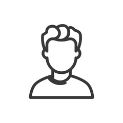 Poster - Minimalist Man Icon: Faceless Figure with Stylish Hair Outline on White
