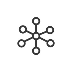 Poster - Minimalist Network Icon: Central Node with Six Connected Circles on White