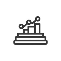 Poster - Ascending Bar Chart with Line Graph, Business Growth Icon