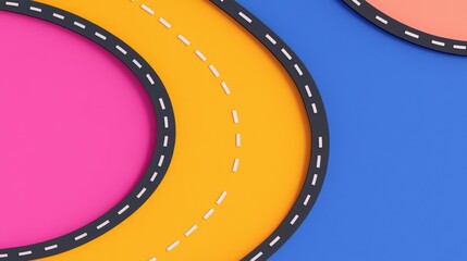 Poster - Colorful Curved Roads with Bright Backgrounds and Contrast for Creative Design and Artistic Projects