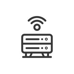 Poster - Server Rack with Wireless Signal Icon, Minimalist Design