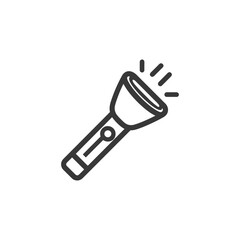 Poster - Illuminated Flashlight Icon: Bold Outline Design on White Background