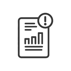 Poster - Warning Sign on Financial Report with Bar Graph Icon in Black and White