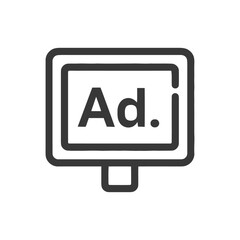 Poster - Minimalist Ad Icon: Dark Gray Outline on White Background, Clean Design