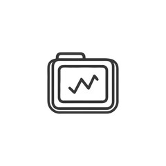 Poster - Minimalist Line Art Icon: Data Tracking Device Displaying Fluctuating Graph