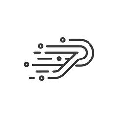 Poster - dynamic abstract speed line icon with trailing dots on white background