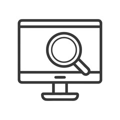 Poster - Computer Screen with Magnifying Glass Icon, Search Concept, Outline Style