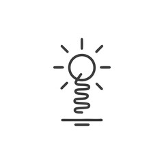 Poster - Minimalist Icon of Lightbulb with Spring and Ground Line