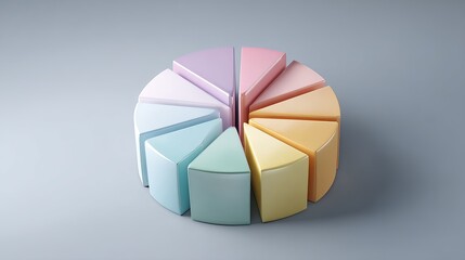 Poster - Pastel Color Palette Circular Chart Segments Graphic Design Element Modern Business Infographic Data Visualization Presentation Template Abstract Background Illustration 3D Render 