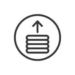 Poster - Stacked Data Upload Icon: Minimalist Design with Arrow in Circle