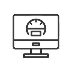 Poster - Computer Displaying Speedometer Icon, Minimalist Line Art Design