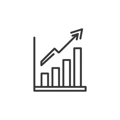 Poster - Ascending Bar Graph with Arrow: Business Growth Icon in Outline Style