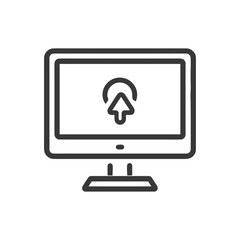 Poster - Minimalist Computer Icon with Upload Symbol on Screen, Isolated on White