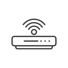 Poster - Sleek Wireless Router Icon with Signal Waves in Minimalist Style