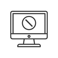 Poster - Computer Screen with Prohibition Sign: Modern Line Art Icon