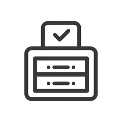 Poster - Dark Gray Filing Cabinet Icon with Check Mark on Top, Isolated