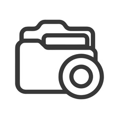 Poster - Folder with Circle Icon: Modern Data Management Symbol in Bold Outline