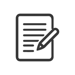 Poster - Writing Icon: Pencil on Document with Lines, Dark Gray on White Background