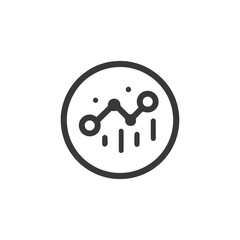 Poster - Circular Data Analysis Icon: Trend Line with Bar Graph Inside Circle