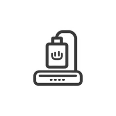 Poster - Minimalist Icon of a Router with Power Symbol, Black Outline on White