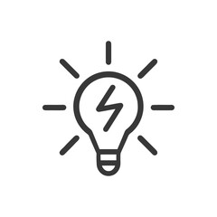 Poster - Bold Lightbulb Icon with Lightning Bolt and Radiating Lines on White