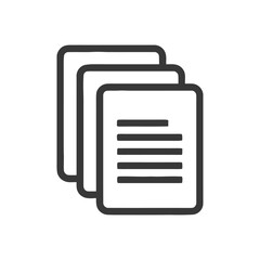 Poster - Stacked Documents Icon: Simple Black Outline on White Background