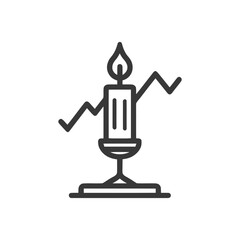 Poster - Minimalist Candle Icon with Fluctuating Line Graph, Isolated on White