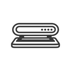 Poster - Stylized 3D Scanner Icon: Bold Black Outline on White Background